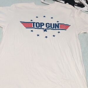 TOP GUN White Graphic Tee with Red & Blue Logo